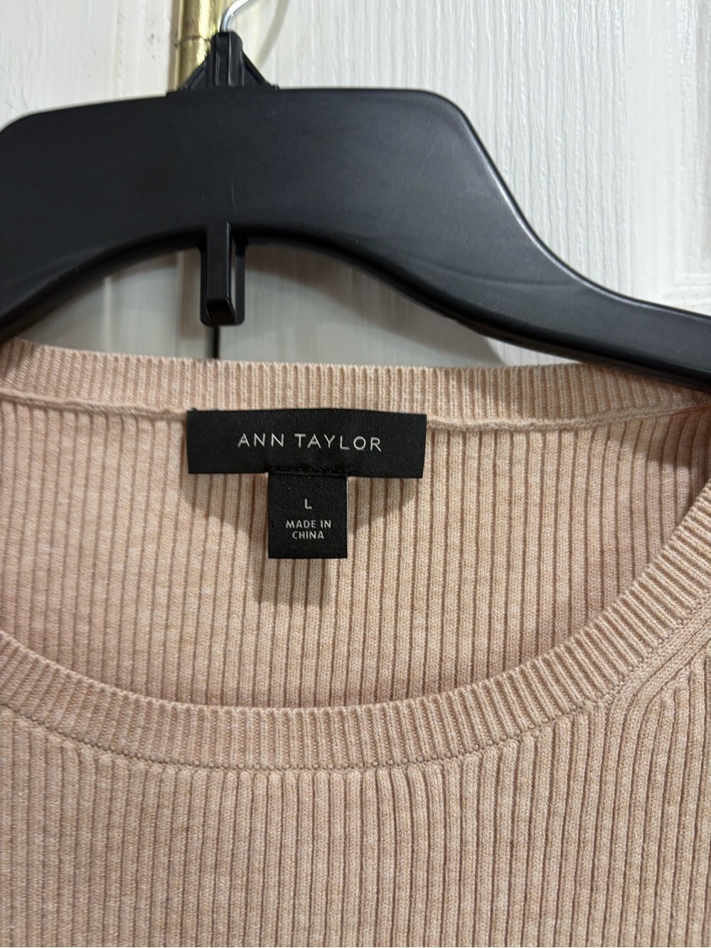 Ann Taylor Ribbed Crewneck Sweater in Light Beige - Picture 2 of 5